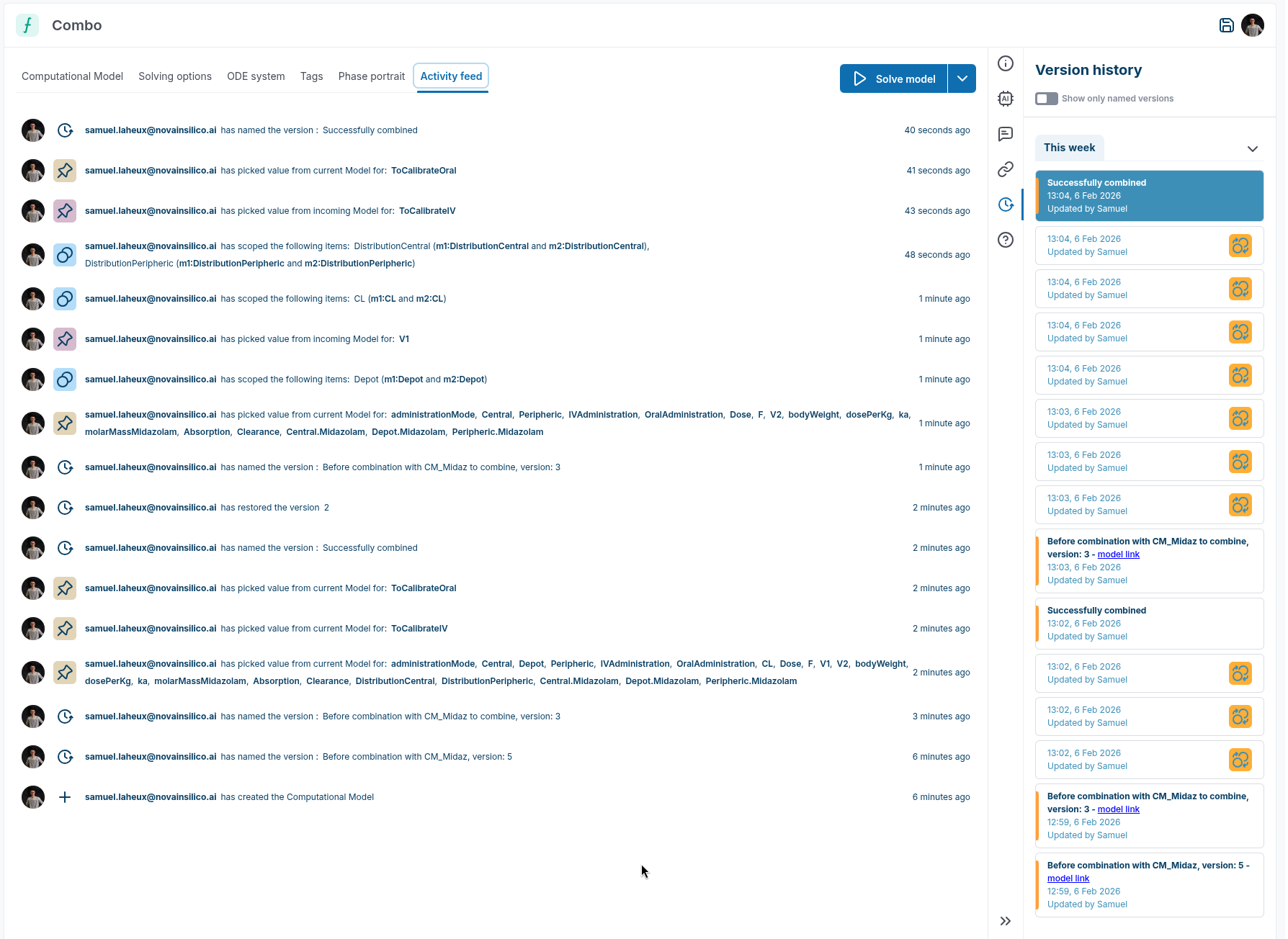 Computational Model update