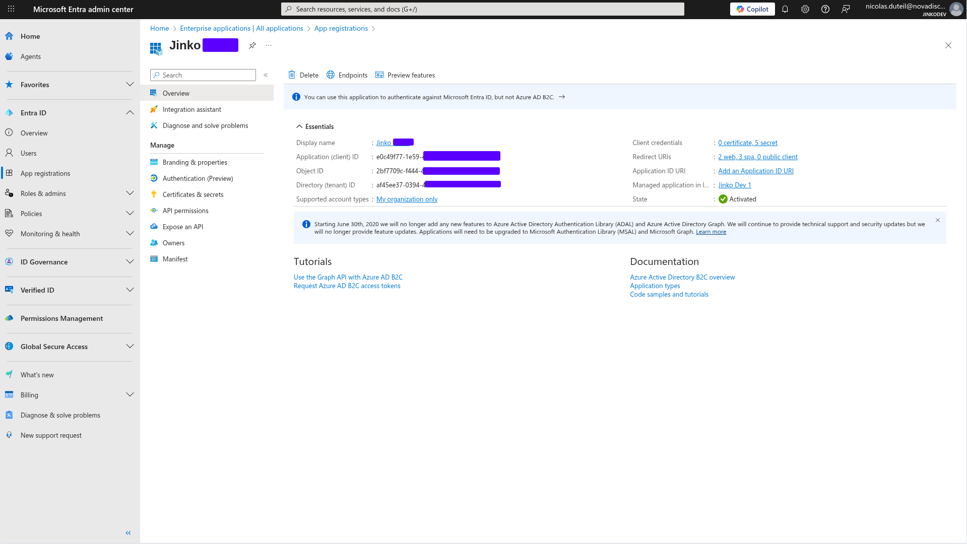 Finding your Microsoft Azure Directory credentials