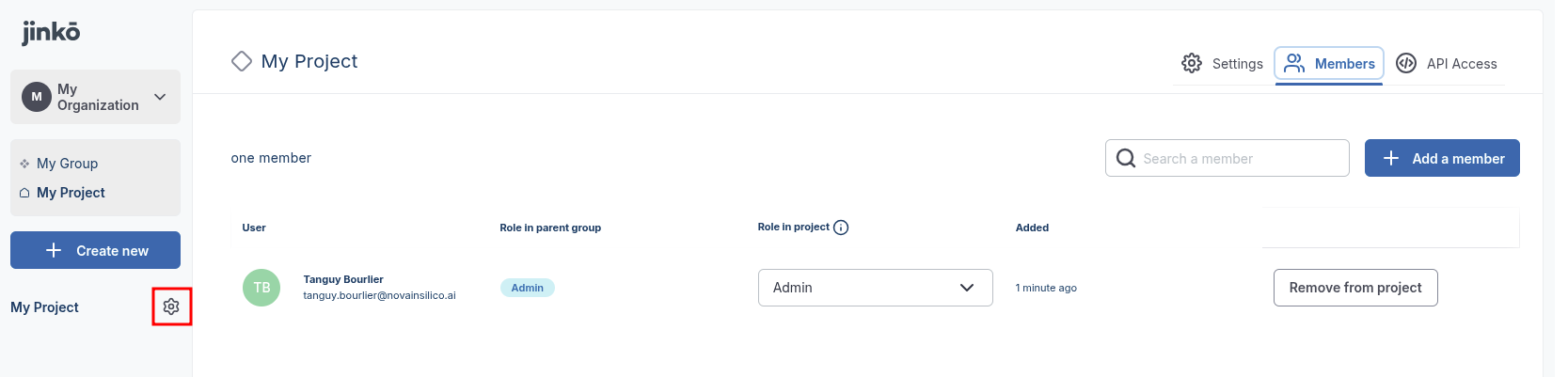 Add member to a project