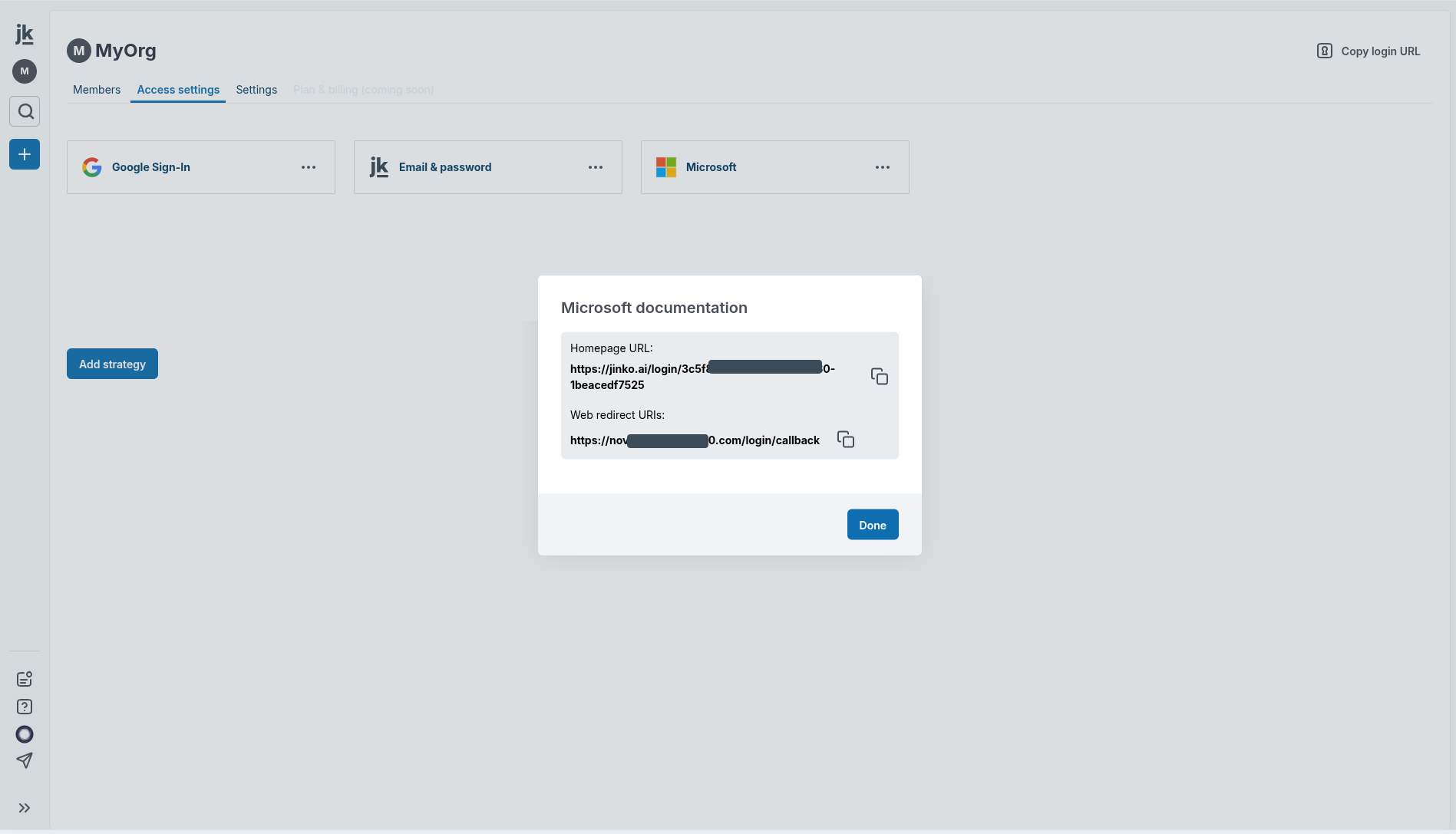 Add jinkō's information to your Microsoft Azure Directory application