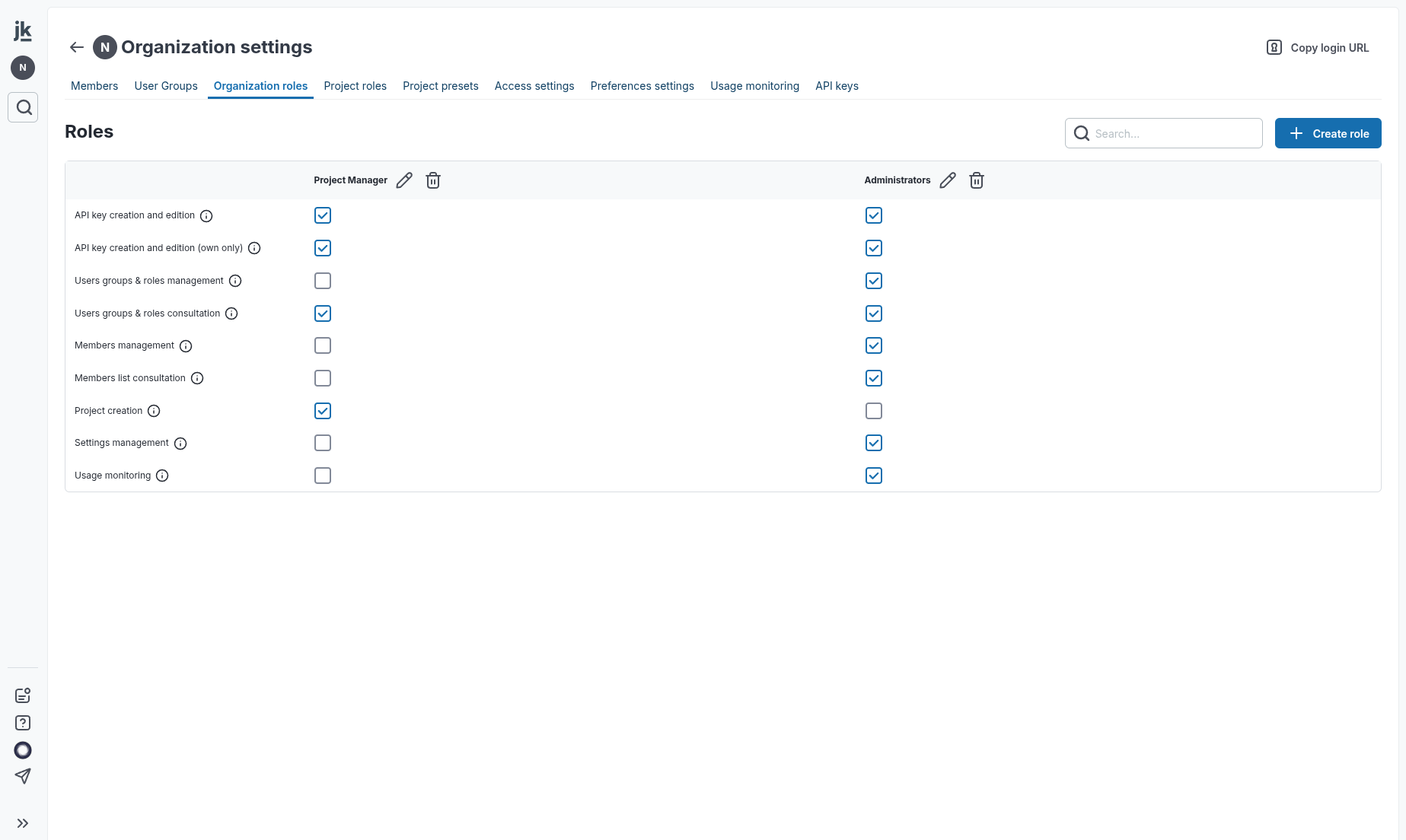 Manage roles and permissions