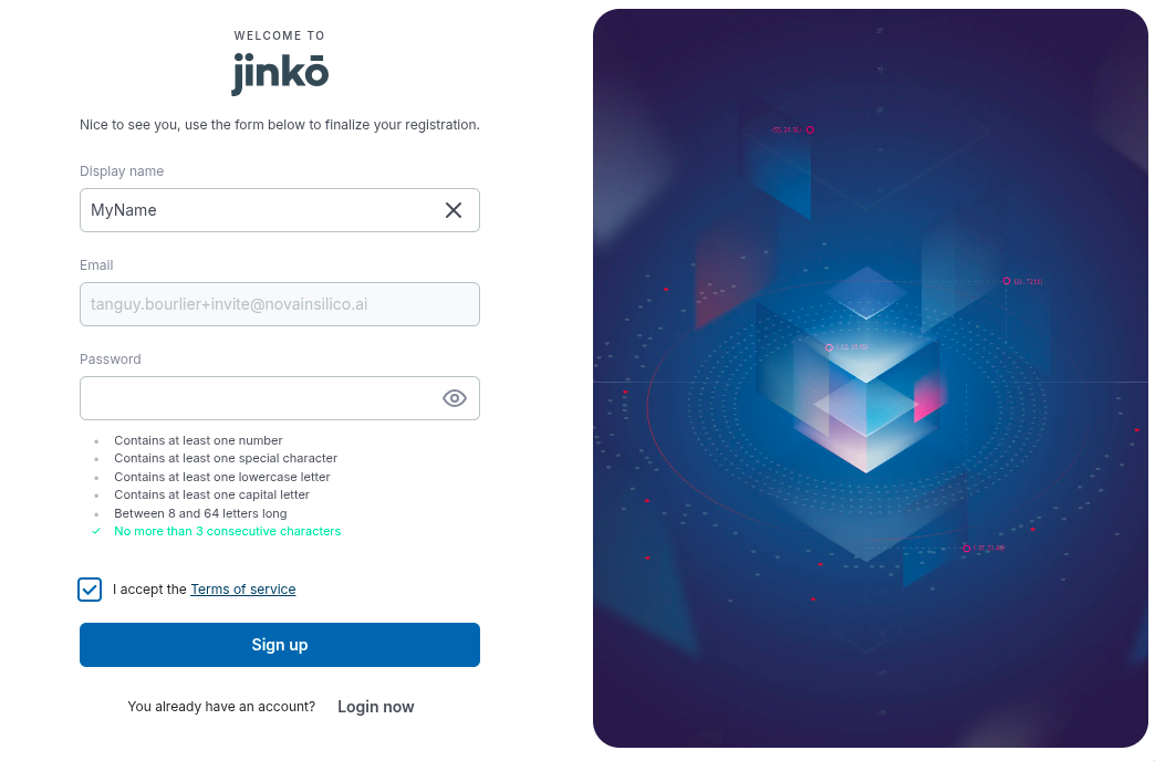 welcome screen for new Jinkō members